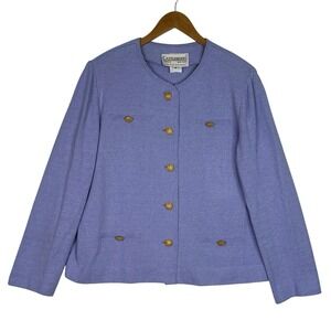 Castleberry London New York Lavender Knit Jacket Blazer Gold Buttons USA Size 16